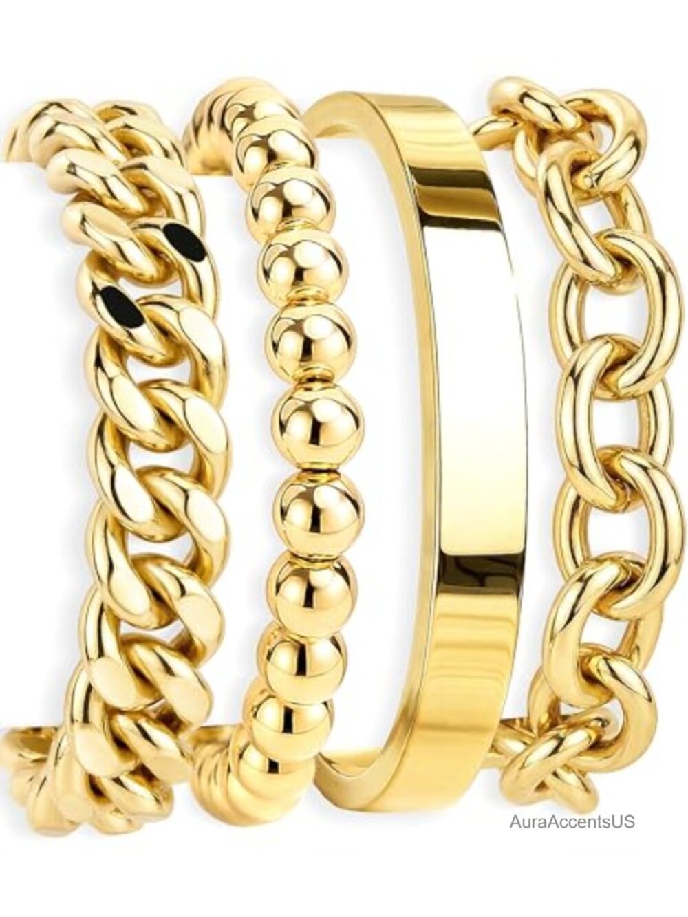 14K Gold Plated Waterproof Bracelet Set Non Tarnish Stackable Trendy Dainty